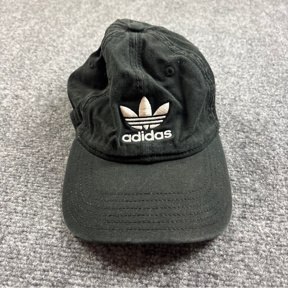ADIDAS Black/White Tre-Foil Logo Adjustable back Strap Baseball Cap Hat OSFM